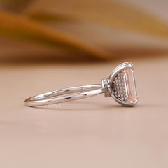 Pink Lab Diamond Emerald Cut Solitaire Ring