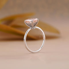 Pink Lab Diamond Emerald Cut Solitaire Ring