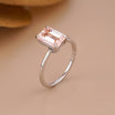 Pink Lab Diamond Emerald Cut Solitaire Ring