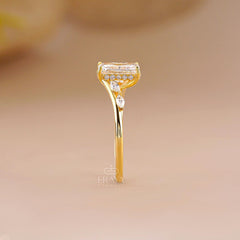 Radiant Cut Lab Diamond Hidden Halo Ring
