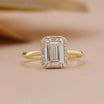 Emerald Cut Lab Diamond Halo Half Bezel Ring