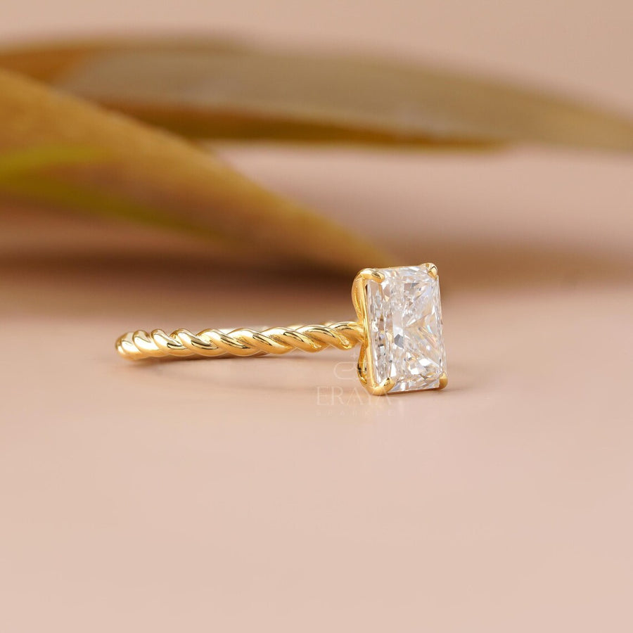 Radiant Cut Lab Diamond Twisted Rope Ring