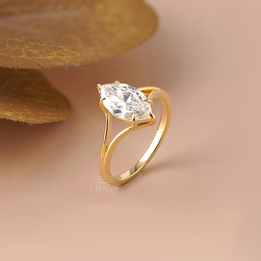 Marquise Cut Lab Diamond Split Shank Ring