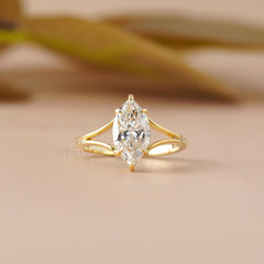 Marquise Cut Lab Diamond Split Shank Ring
