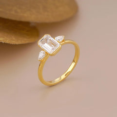 Emerald Cut Lab Diamond Three Stone Ring