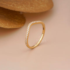 Curved Lab Diamond U Shaped Bridal Wedding Band