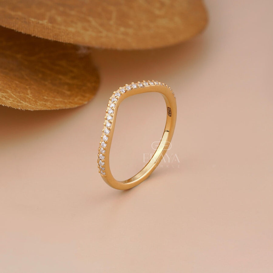 Curved Lab Diamond U Shaped Bridal Wedding Band