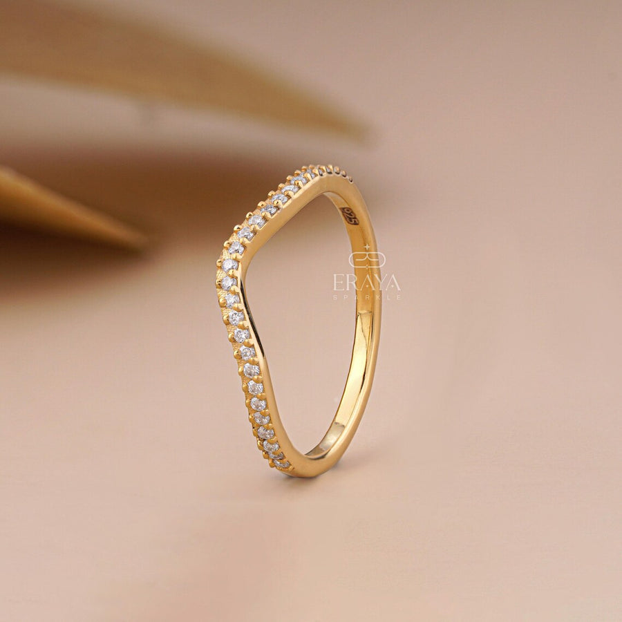 Curved Lab Diamond U Shaped Bridal Wedding Band