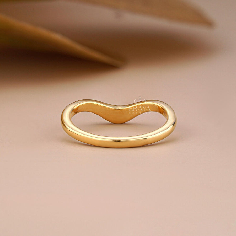 Marquise Lab Diamond Curved Chevron Wedding Band