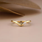 Marquise Lab Diamond Curved Chevron Wedding Band