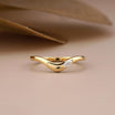 Marquise Lab Diamond Curved Chevron Wedding Band