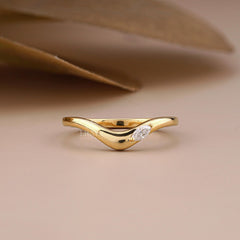 Marquise Lab Diamond Curved Chevron Wedding Band