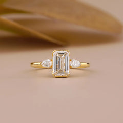 Emerald Cut Lab Diamond Three Stone Ring
