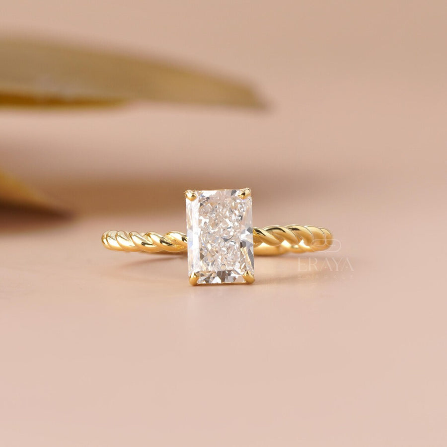 Radiant Cut Lab Diamond Twisted Rope Ring