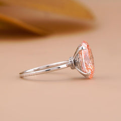 Pink Oval Lab Diamond Hidden Halo Ring