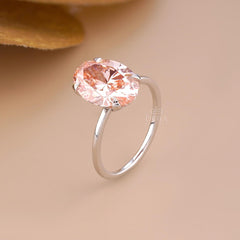 Pink Oval Lab Diamond Hidden Halo Ring