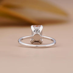 Pink Lab Diamond Emerald Cut Solitaire Ring