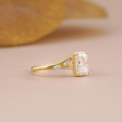 Radiant Cut Lab Diamond Hidden Halo Ring
