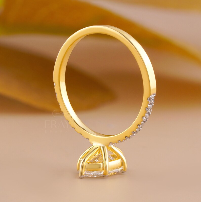 Marquise Wedding Ring with Pave Lab Diamond
