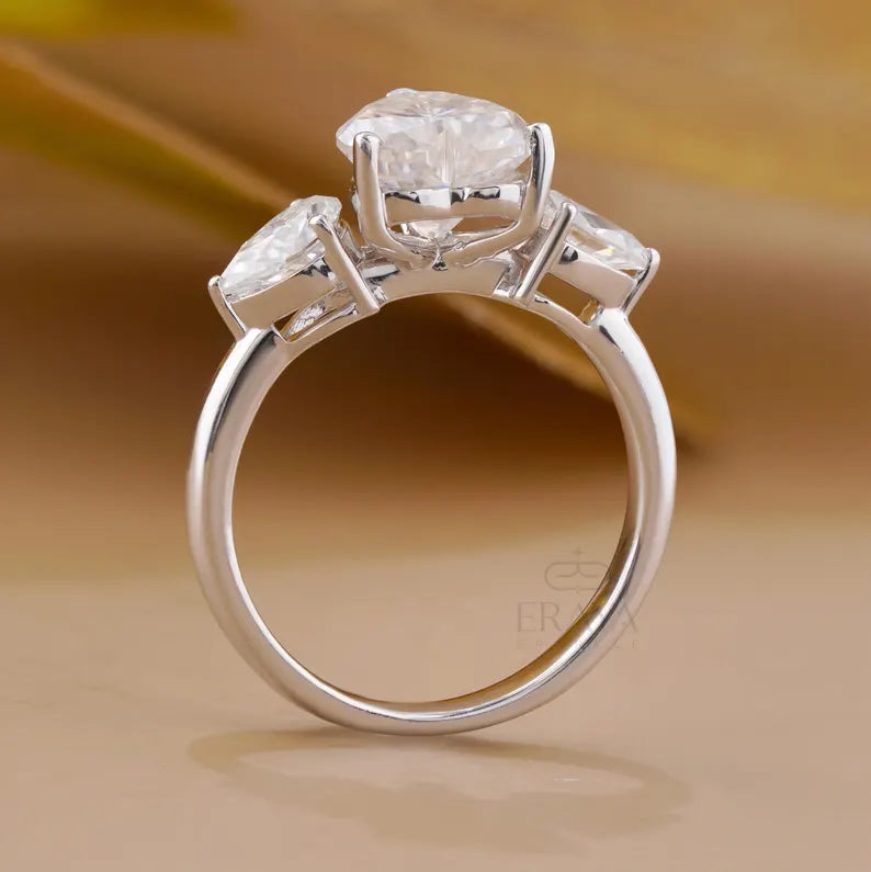 Heart With Pear Diamond Engagement Ring | Three Stone Ring