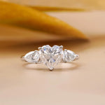 Heart With Pear Diamond Engagement Ring | Three Stone Ring