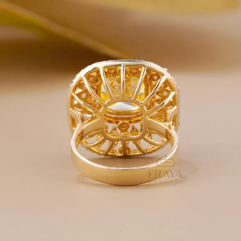 Yellow Stone Cocktail Ring – Lab Diamond Ring