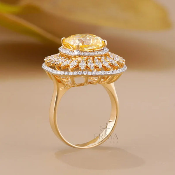 Yellow Stone Cocktail Ring – Lab Diamond Ring
