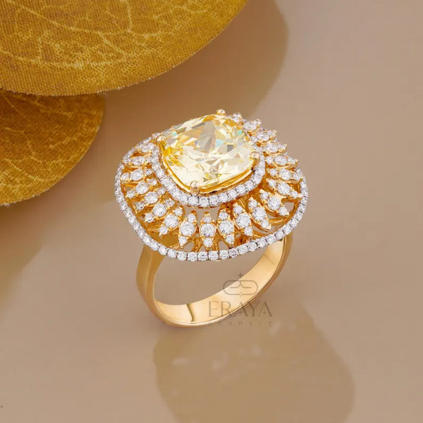 Yellow Stone Cocktail Ring – Lab Diamond Ring