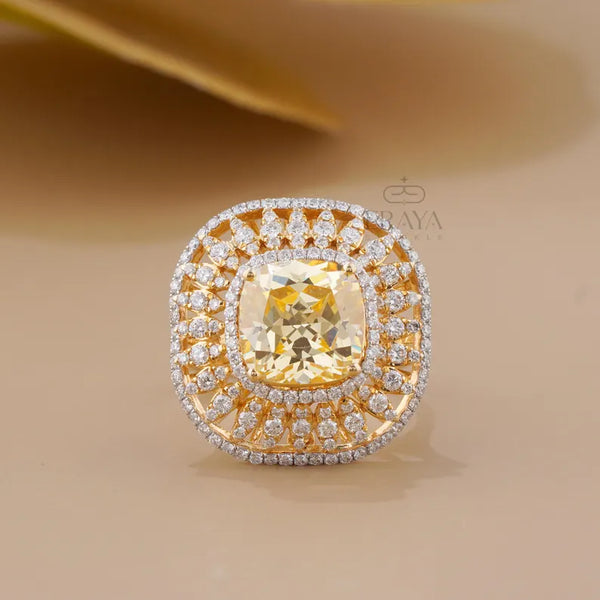 Yellow Stone Cocktail Ring – Lab Diamond Ring