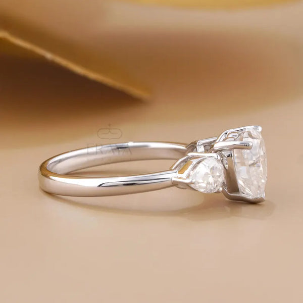 Heart With Pear Diamond Engagement Ring | Three Stone Ring