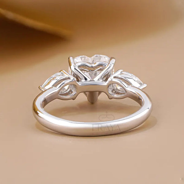 Heart With Pear Diamond Engagement Ring | Three Stone Ring