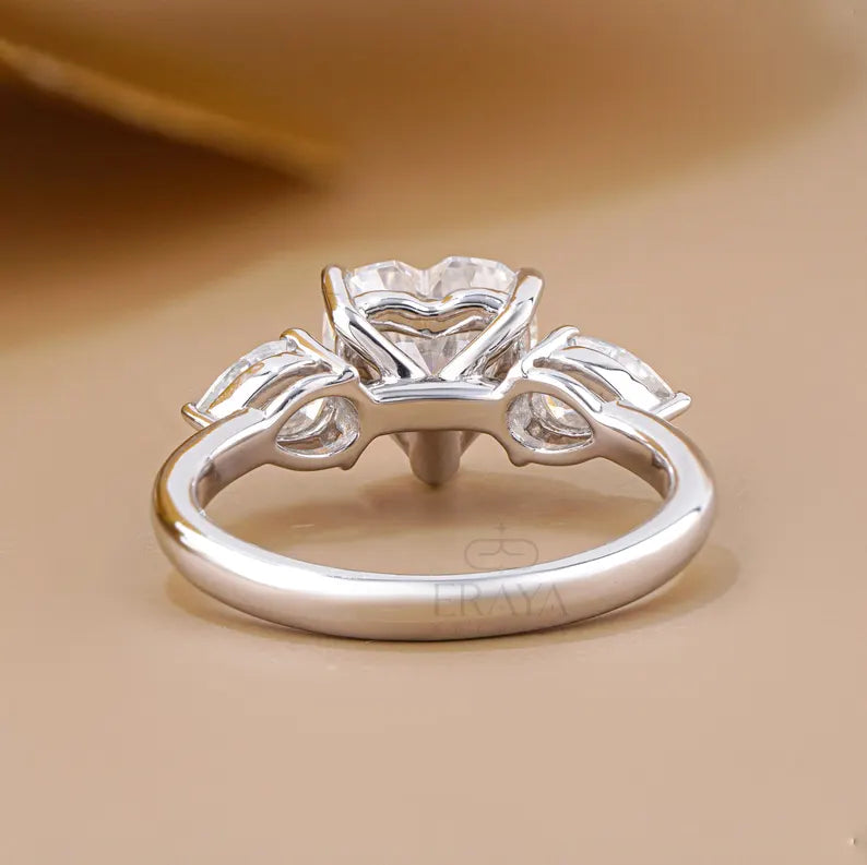 Heart With Pear Diamond Engagement Ring | Three Stone Ring