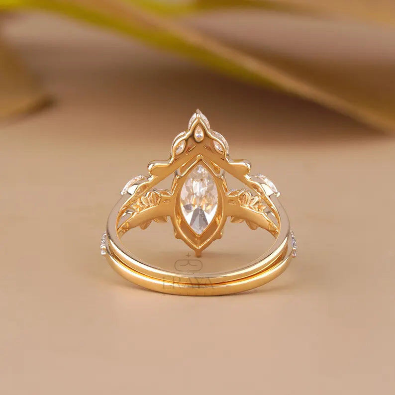 Marquise Diamond Ring with Nature V Band