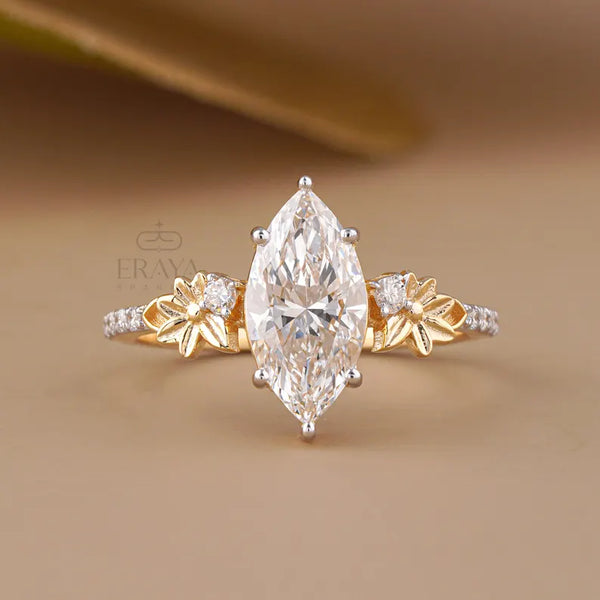 Marquise Diamond Ring with Nature V Band