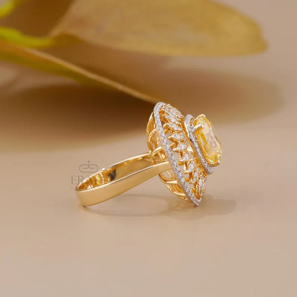 Yellow Stone Cocktail Ring – Lab Diamond Ring