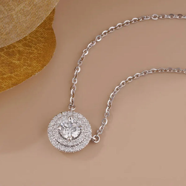 Diamond Halo Pendant | Round Cut Necklace