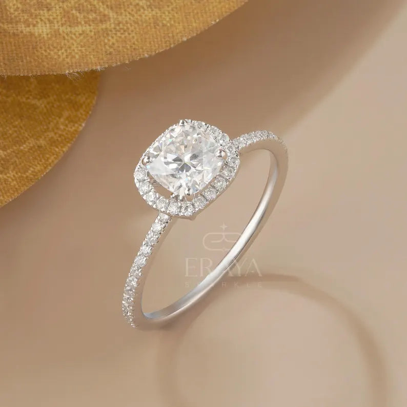 Cushion Lab-Diamond Halo Ring