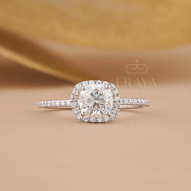 Cushion Lab-Diamond Halo Ring