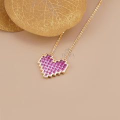 Pink Lab-Grown Sapphire Heart Pendant Necklace