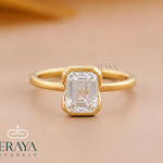 Emerald Cut Lab Diamond Half Bezel Ring