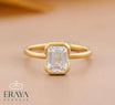 Emerald Cut Lab Diamond Half Bezel Ring
