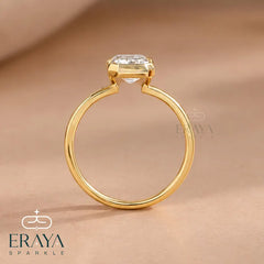 Emerald Cut Lab Diamond Half Bezel Ring