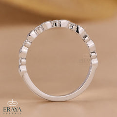 Marquise Inspired Lab Diamond Wedding Band