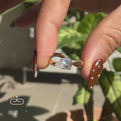 East West Pear Lab Grown Diamond Solitaire Ring