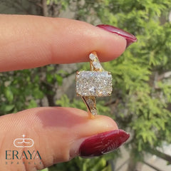 Radiant Cut Lab Diamond Hidden Halo Ring
