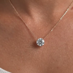 Solitaire Diamond Necklace in Solid 14K Gold