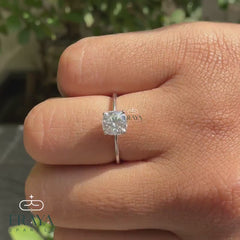 Solitaire Ring with Cushion Cut Lab Diamond