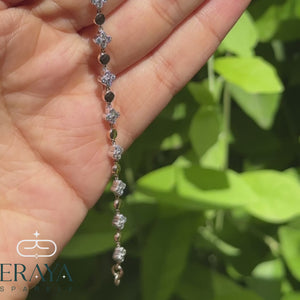 360° video of rose gold floral lab grown diamond tennis bracelet