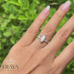 Marquise Engagement Ring with Leaf Diamond