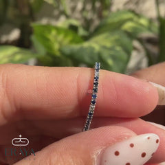 Blue Sapphire Tennis Bracelet with Lab Diamonds